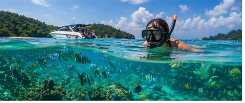 Snorkeling experience in Phuket with tropical fish and clear water